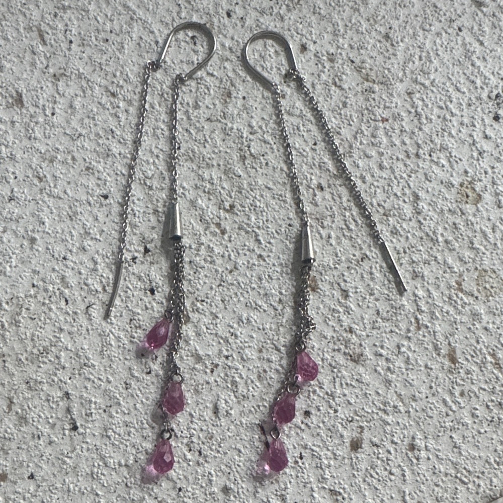 Elegant Silver and Pink Dangle Earrings